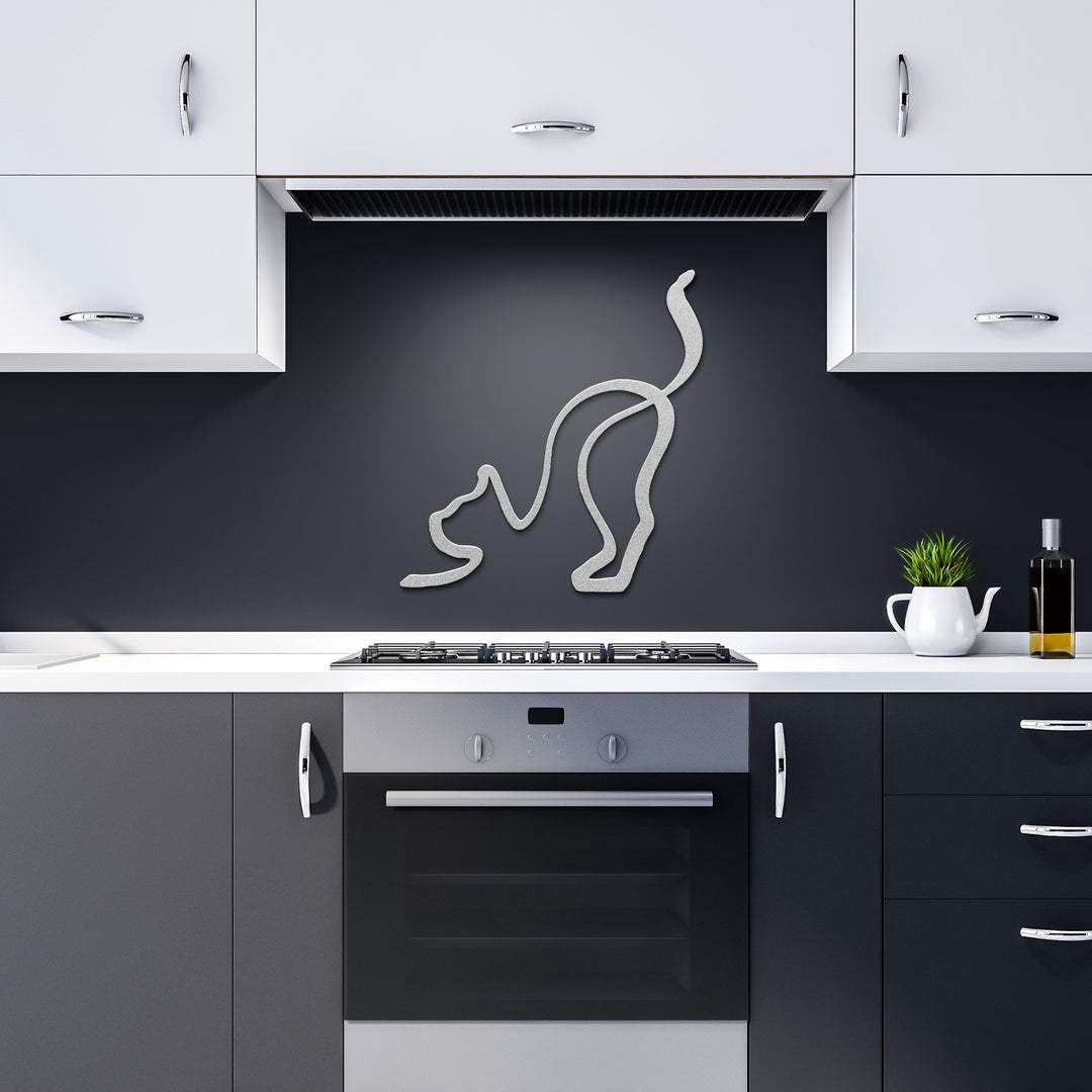 Cat Line Art - Metal Wall Sign