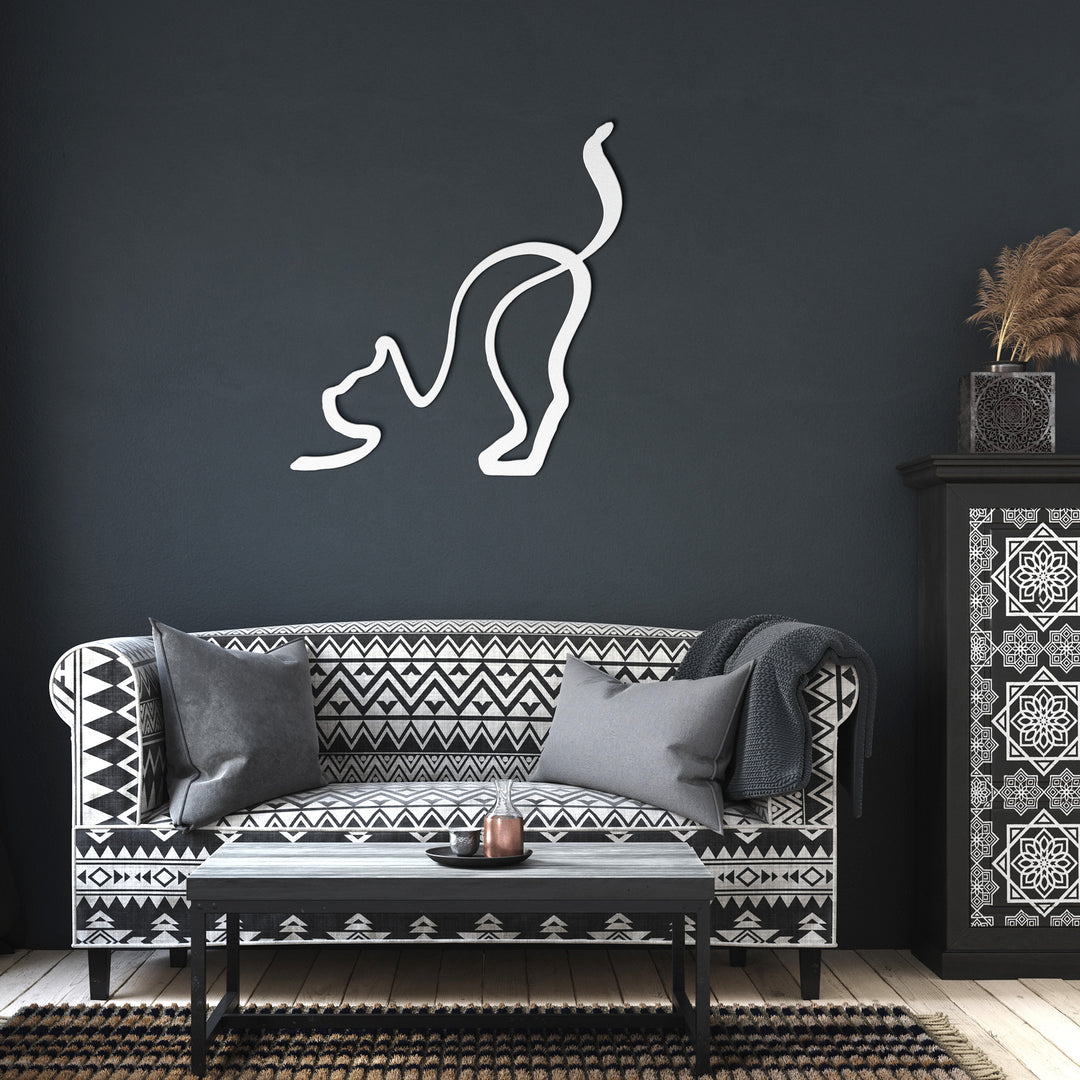 Cat Line Art - Metal Wall Sign