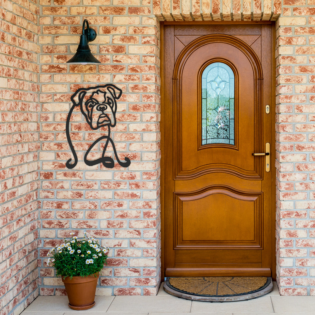 English Bulldog Line Art - Metal Wall Sign