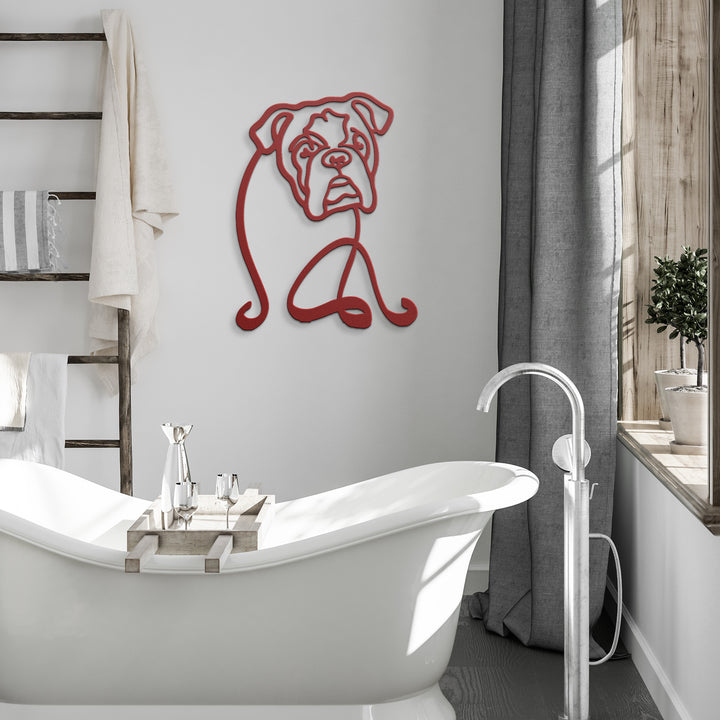 English Bulldog Line Art - Metal Wall Sign