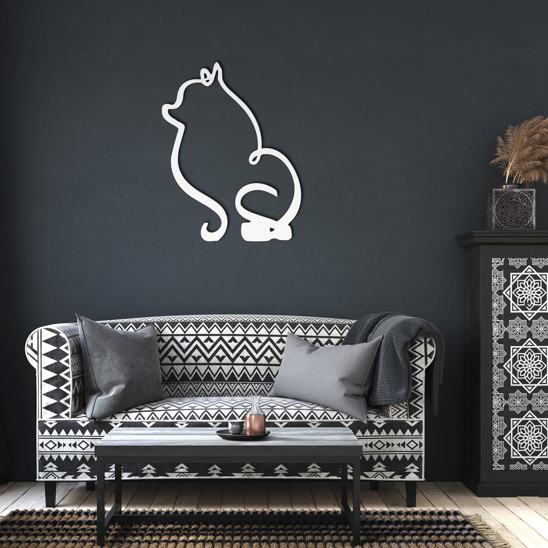Pomeranian Line Art - Metal Wall Sign