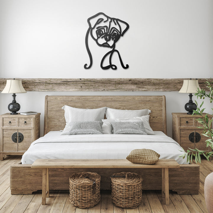 Pug Line Art - Metal Wall Sign