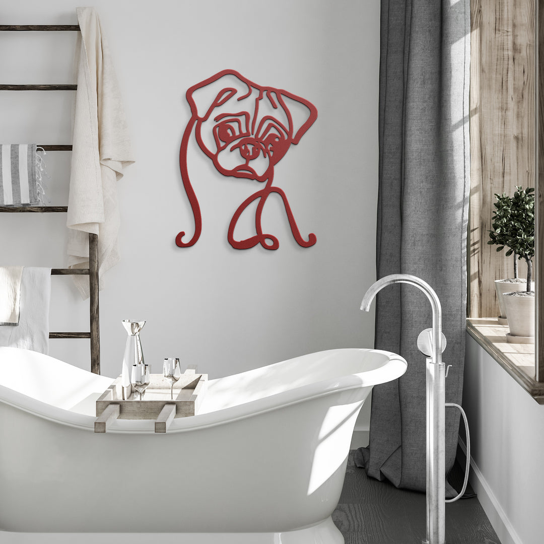Pug Line Art - Metal Wall Sign